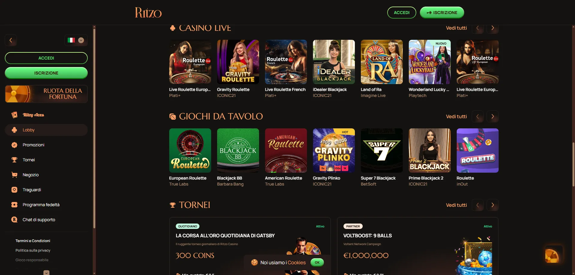 Ritzo Casino slot online Gates of Olympus Sweet Bonanza giochi